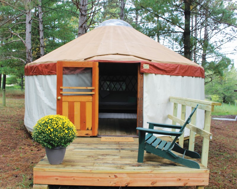 Picture of a yurt, one of the accommodations