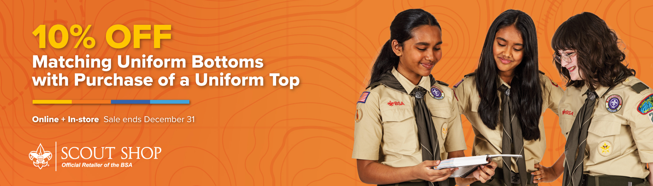 10% off matching uniform bottoms with purchase of a uniform top online and in-store through December 31 10% off matching uniform bottoms with purchase of a uniform top online and in-store through December 31
