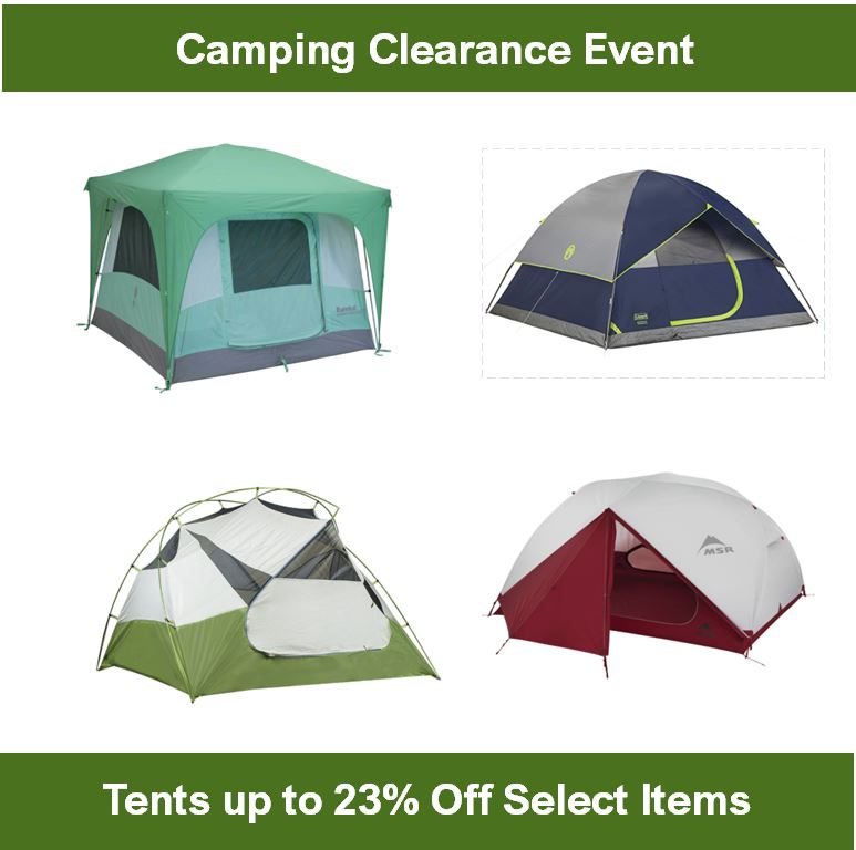 Camping Clearance Event - Select tents up to 23% off