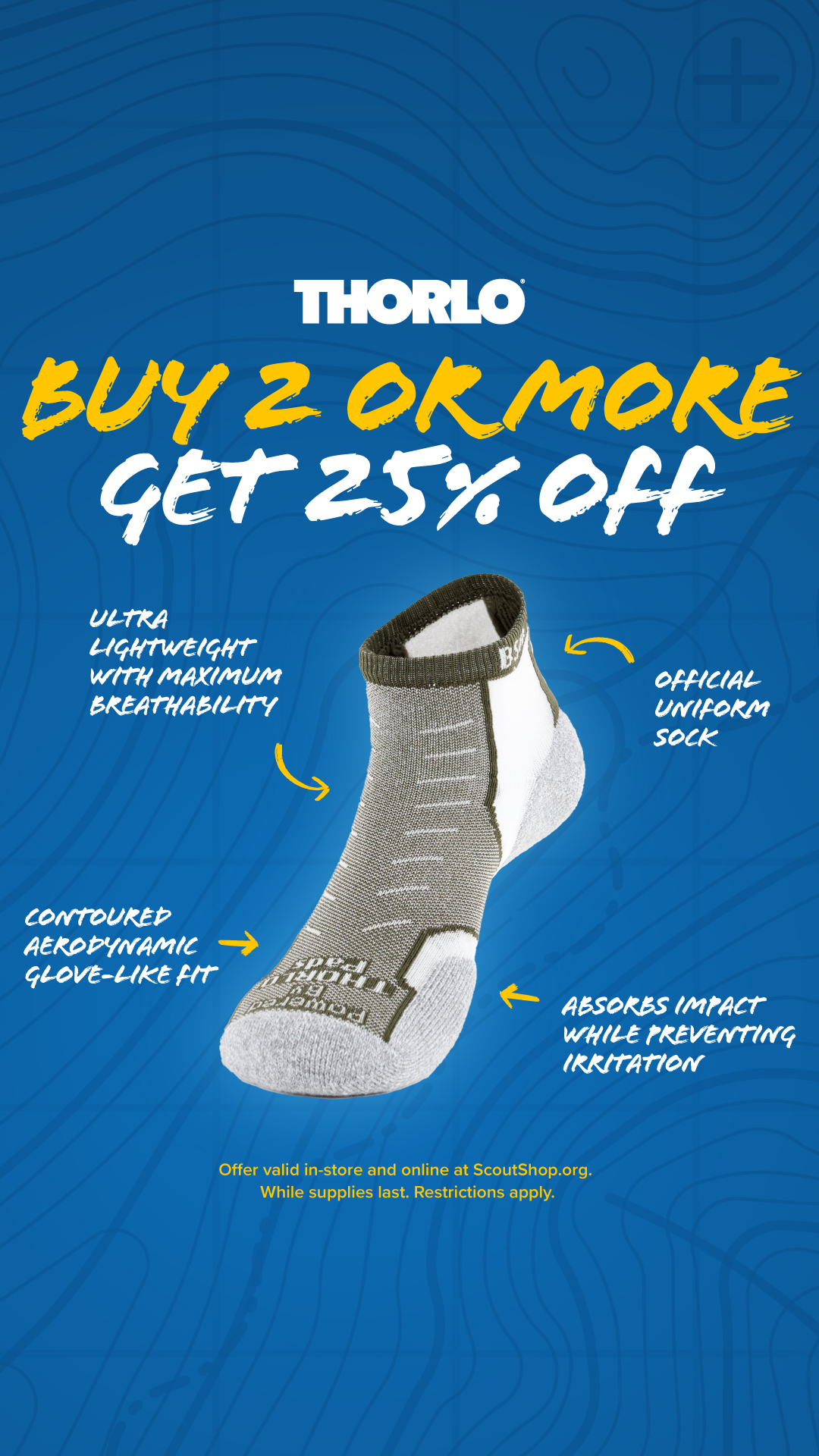 Buy 2 or more pairs of Thorlo socks and get 25% off